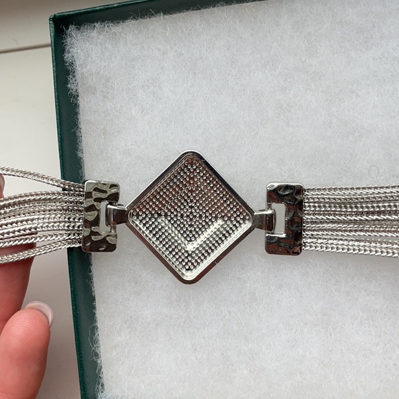 Silver Metal Monogram T Multi-Strand Chain Bracelet - Picture 6 of 7